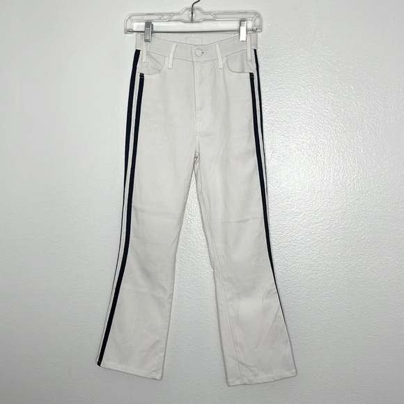 Mother Denim Hustler Ankle, Glass Slipper Racer White Stretch Size 24 - Picture 2 of 9